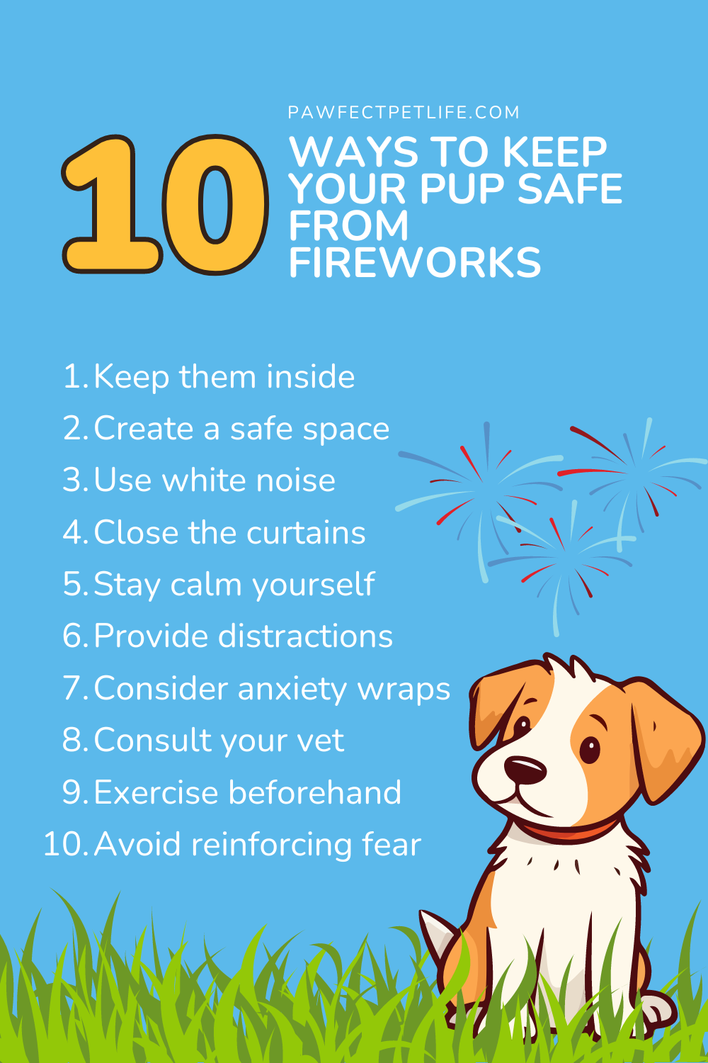 Keep your dog calm and happy during the 4th of July fireworks with these must-know tips! 🐕💕 Learn how to create a safe space and use calming methods to reduce their fear. Enjoy a stress-free Independence Day together! #DogSafety #4thofJuly #IndependenceDay #FireworksFear