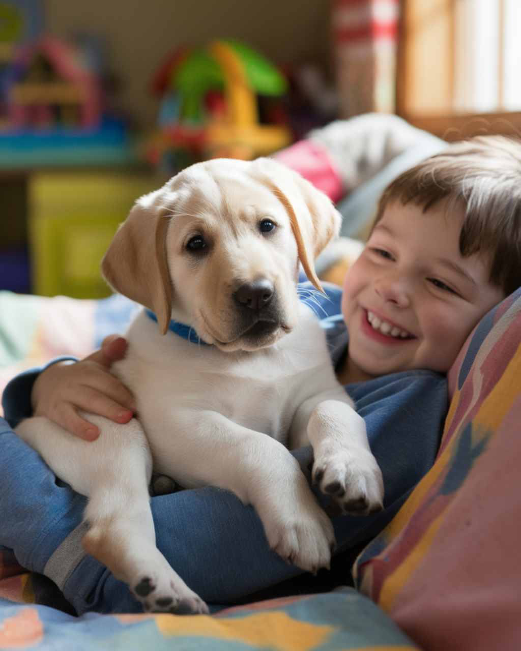 Great Family Dogs 👨‍👩‍👧‍👦 Labs are gentle and patient, making them perfect companions for families with kids. They’re protective and loving, ensuring everyone feels safe and loved.