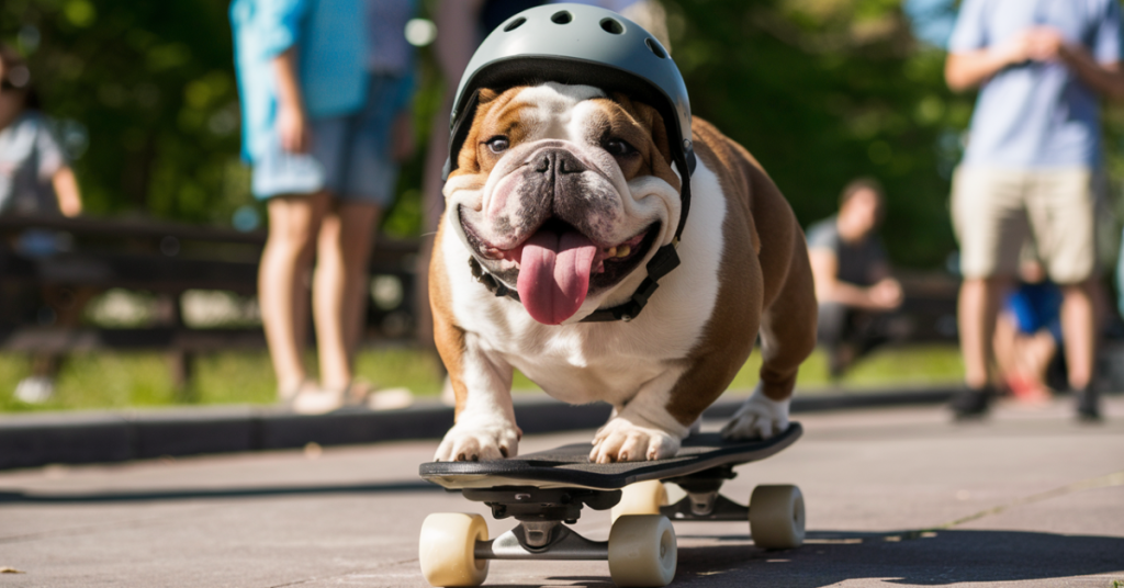 🐶🛹Watch Chowder, the skateboarding bulldog, as he shreds the streets with style and confidence. This talented pup is sure to amaze you! 🎥😍